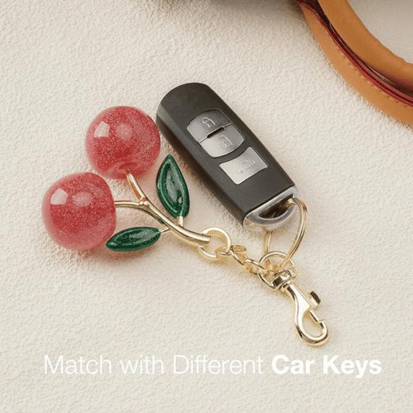 EasYoung 2-Pack Cherry Bag Keychain, Glitter Cherry Charm with Key Ring and Clip, Sparkling Resin & Metal Accessory for Purses or Bags - Image 5