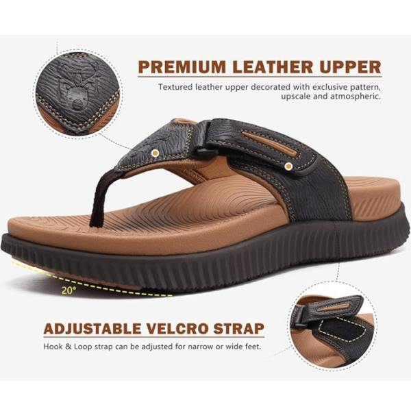 KuaiLu Mens Orthotic Flip Flops Men's Recovery Walking Sandals Adjustable Thick Athletic Cushion Sport Slides for Man, Water Resistant & Lightweight, Soft Comfort Fit & Arch Support - Image 4