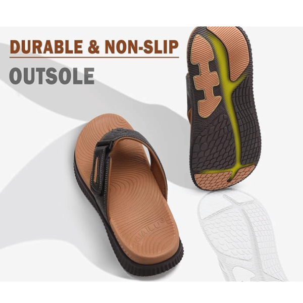 KuaiLu Mens Orthotic Flip Flops Men's Recovery Walking Sandals Adjustable Thick Athletic Cushion Sport Slides for Man, Water Resistant & Lightweight, Soft Comfort Fit & Arch Support - Image 6